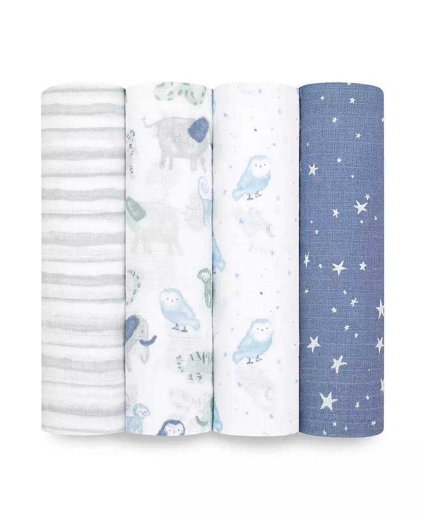 aden + anais Baby Boys Printed Swaddle Blankets, Pack of 4
