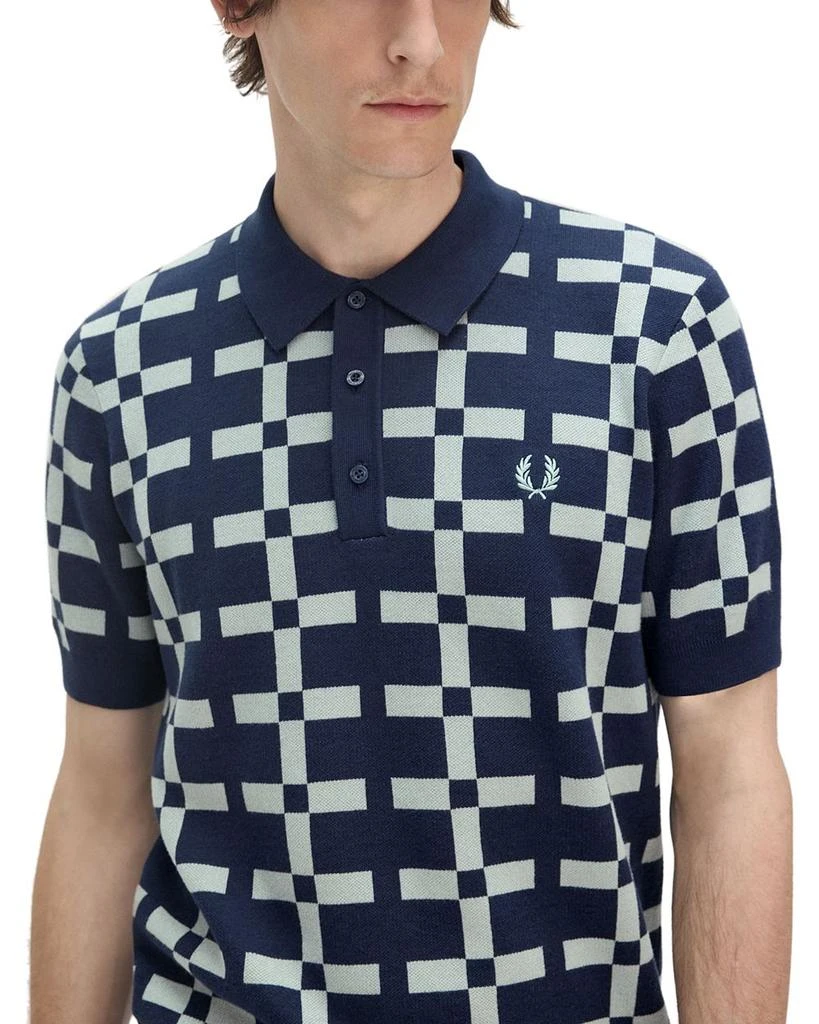 Fred Perry Geometric Regular Fit Jacquard Knit Polo Shirt 3