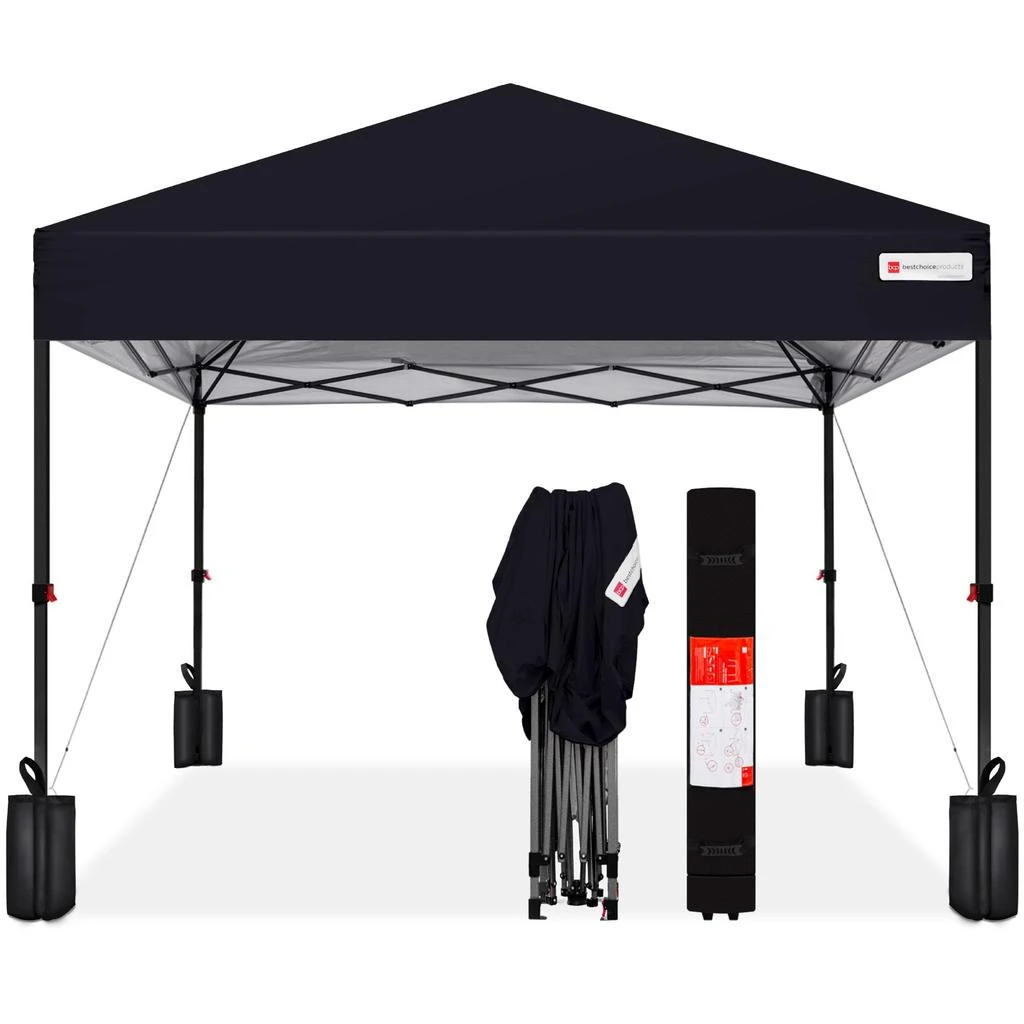 Best Choice Products 12x12ft Easy Setup Pop Up Canopy w/ 1-Button Setup, Wheeled Case, 4 Weight Bags 1