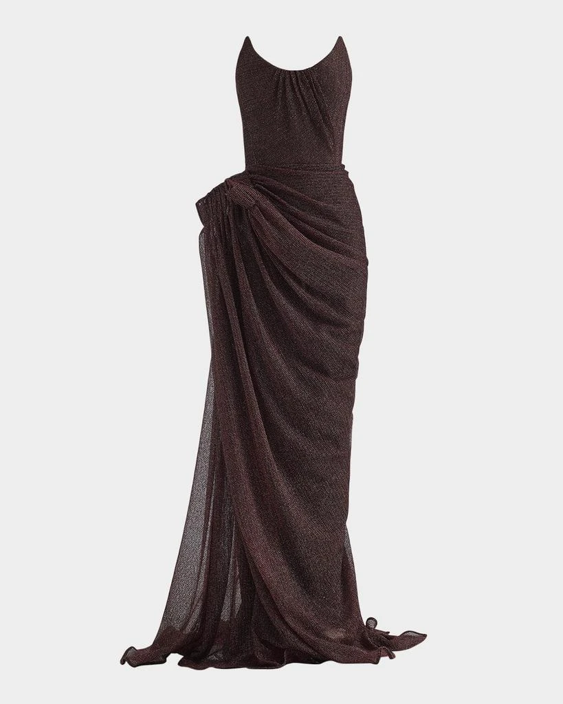 Maticevski Lexicon Metallic Draped Strapless Column Gown 1