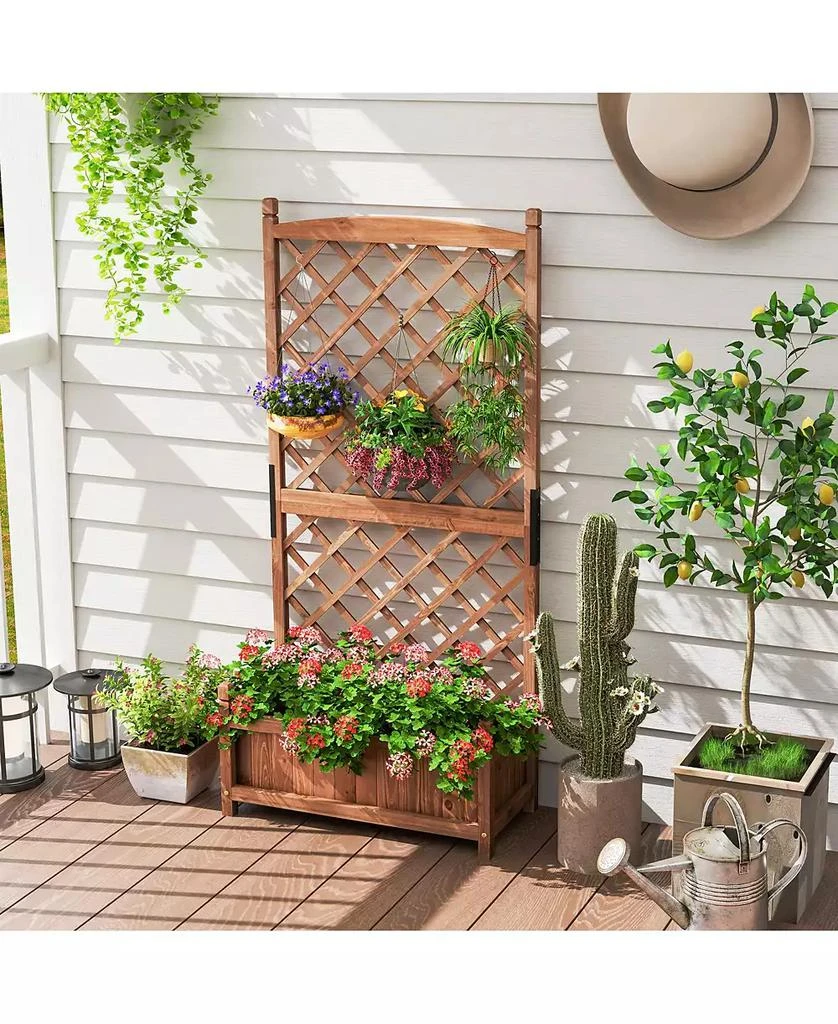 Gymax 2PCS 60

 Tall Raised Garden Bed w/ Diamond Lattice Trellis Drainage Holes Outdoor 3