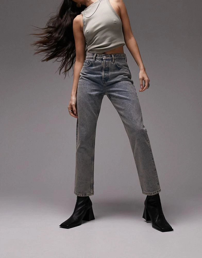 Topshop Topshop Editor high rise straight jean in dirty bleach 4