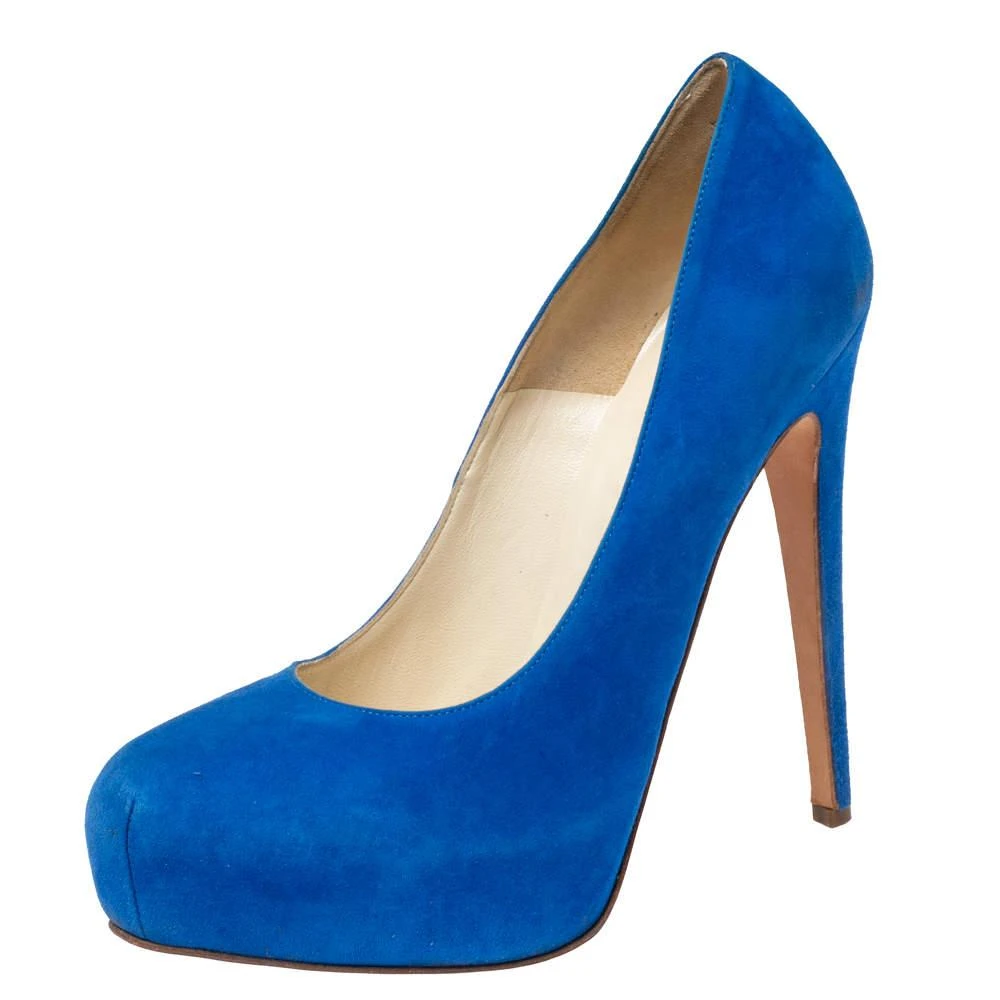Brian Atwood Brian Atwood Royal Blue Suede Maniac Platform Pumps Size 38.5 1