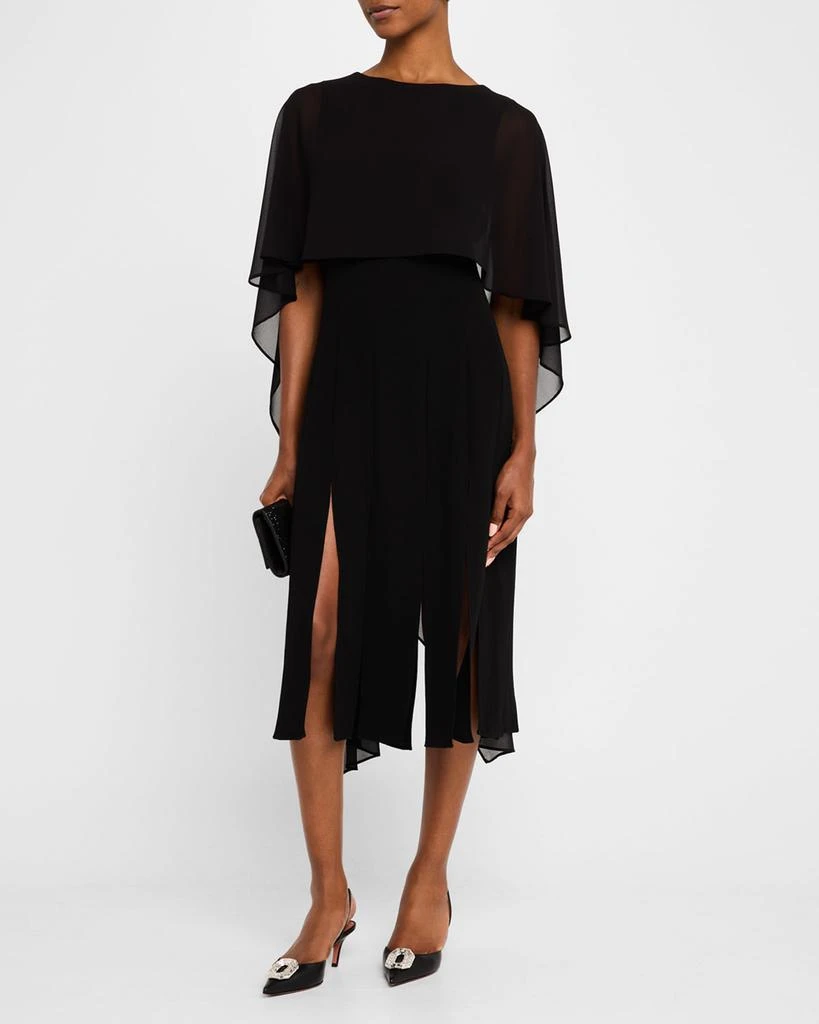 Teri Jon Car Wash Chiffon Cape Midi Dress 3