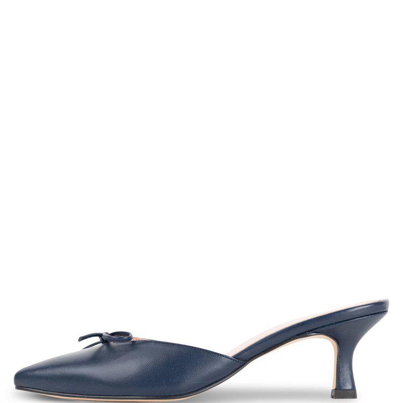 Patricia Green Montauk Kitten Heel Mule Navy