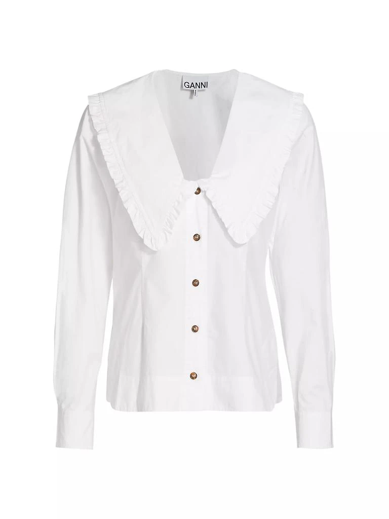 Ganni Cotton Poplin Pilgrim Collar Top 1