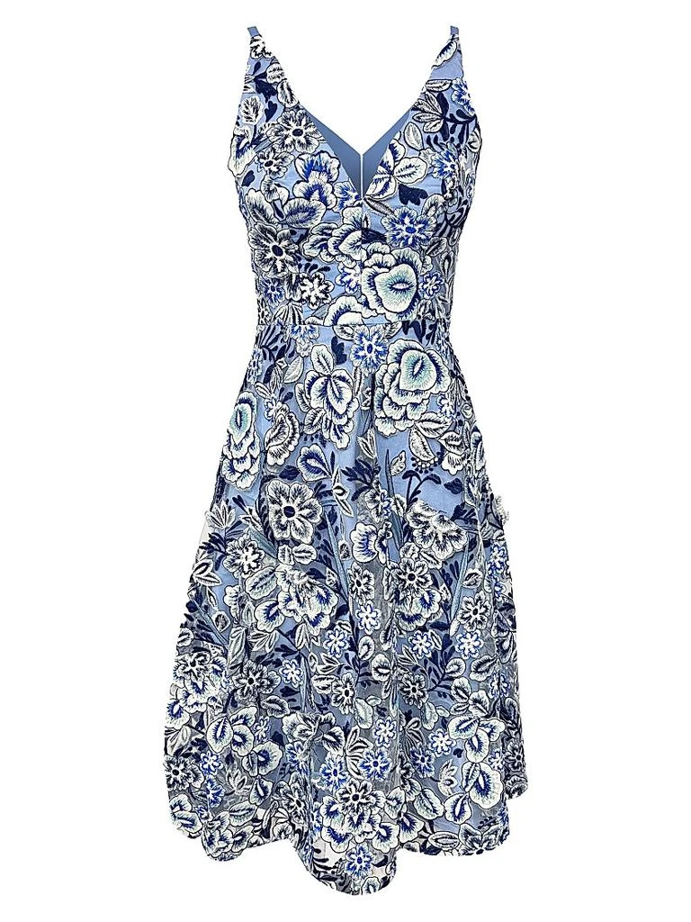 Dress The Population Elisa Floral Fit & Flare Midi-Dress 1