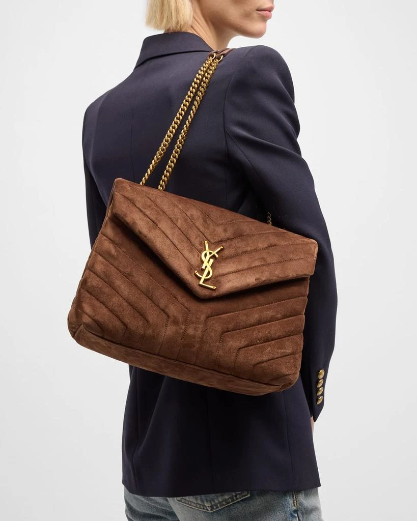 Yves Saint Laurent Loulou Medium YSL Shoulder Bag in Quilted Suede 5