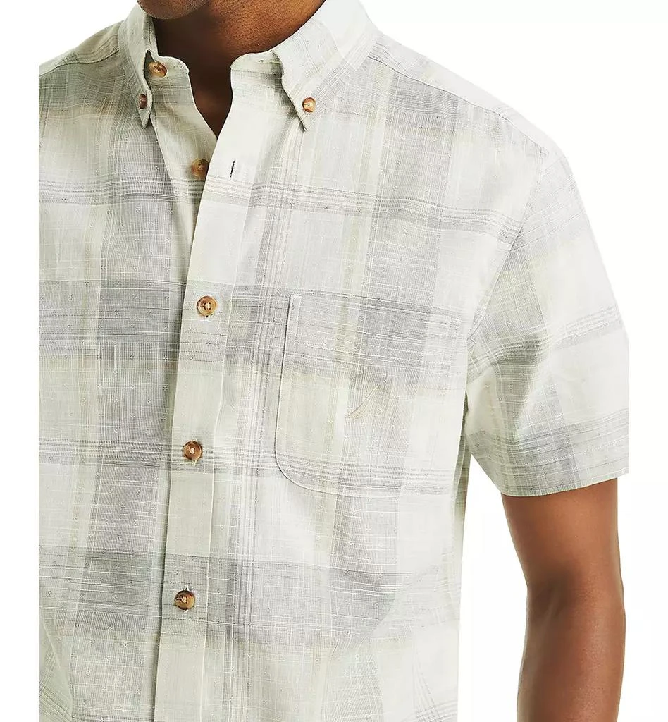 Nautica Men's Short Sleeve Button-Down Plaid Oxford Shirt 4