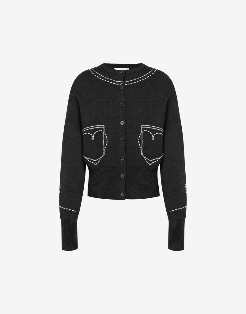 Moschino Jeans Heart Pockets Cardigan