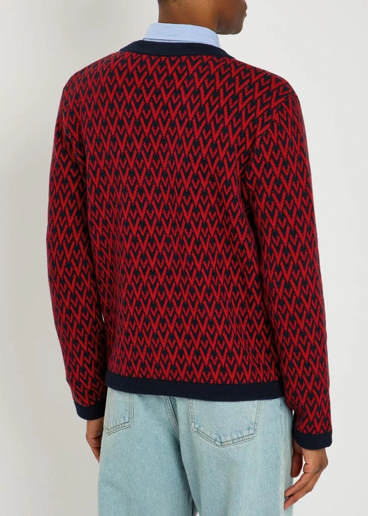 Valentino Patterned-intarsia wool cardigan 3