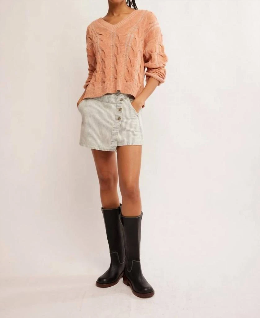 Free People Free People - Washed Cable V-neck Sweater 5