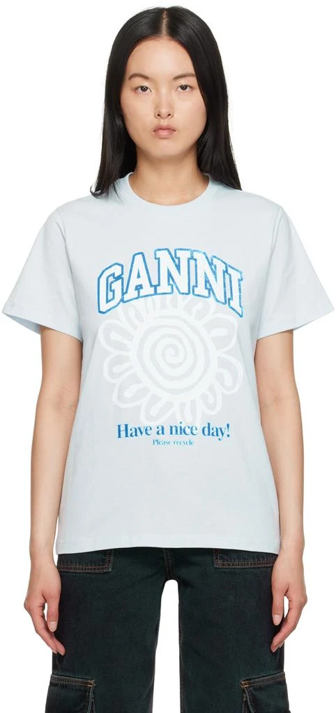 Ganni Blue Relaxed T-Shirt 1