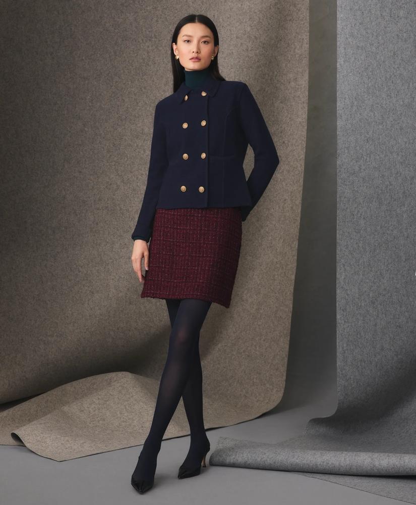 Brooks Brothers A-Line Skirt in Cotton-Wool Blend Boucle
