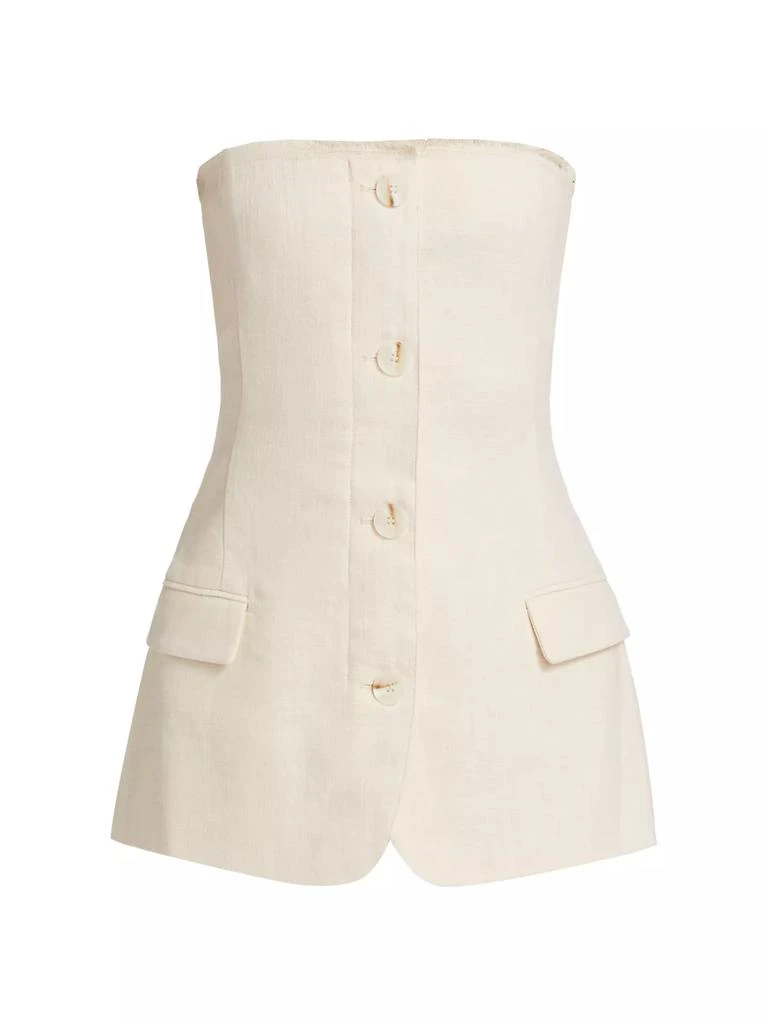 Ronny Kobo Spencer Cotton-Linen Strapless Blazer 1