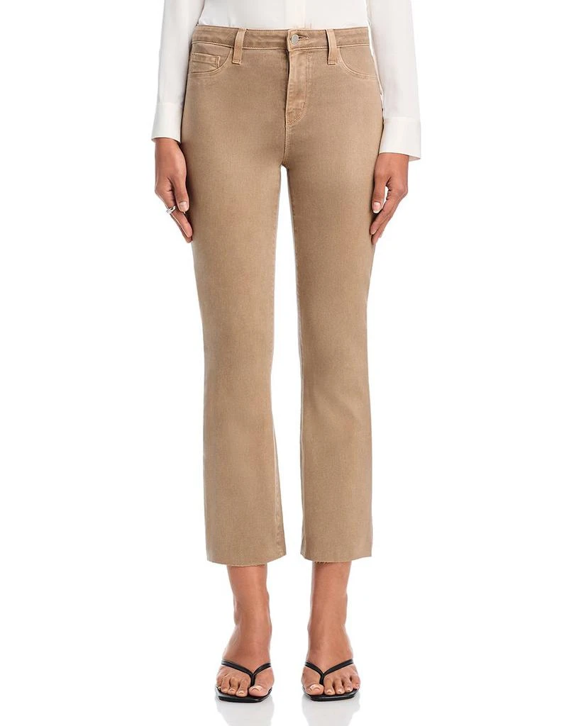L'Agence Kendra High Rise Cropped Flared Jeans in Rye Coated 1