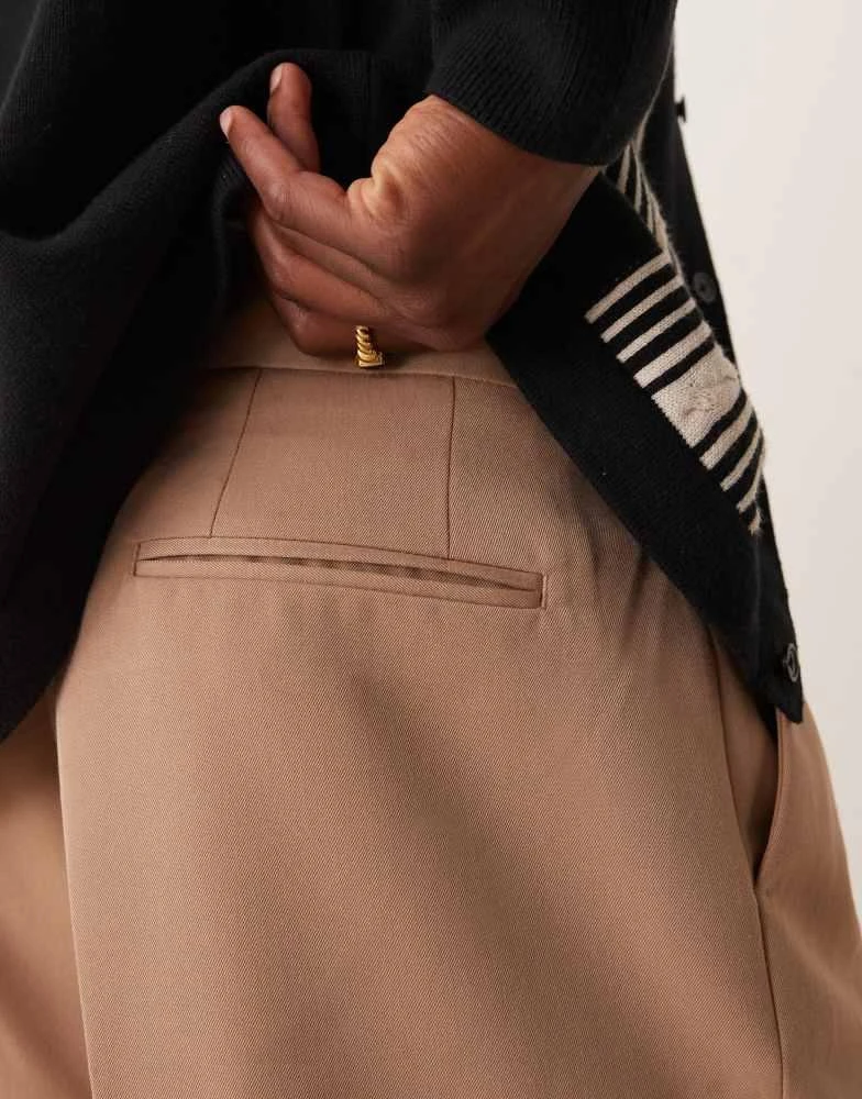 ASOS ASOS DESIGN smart wide leg trousers with front pleat in camel 5