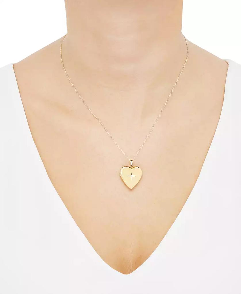 Italian Gold Diamond Accent Heart Locket 18" Pendant Necklace in 10k Gold