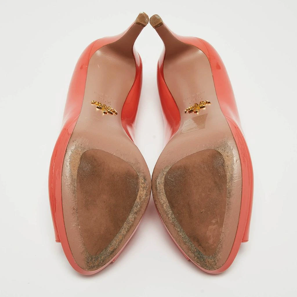 Prada Prada Coral Pink Patent Leather Peep Toe Platform Pumps Size 36.5 6