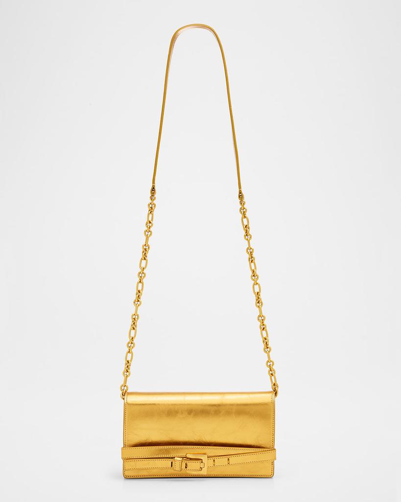 Balmain Anthem Belted Metallic Leather Crossbody Bag