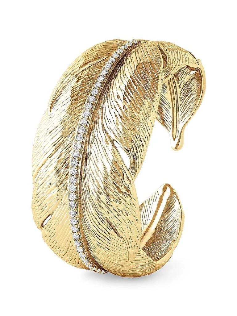 Anabel Aram Feather 18K-Gold-Plated
Crystal Wide Hinged Cuff 3