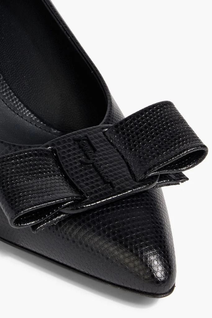 Salvatore Ferragamo Viva bow-detailed lizard-effect leather pumps 4