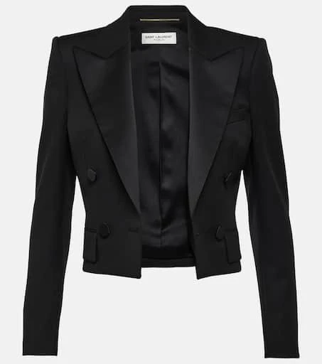 Yves Saint Laurent Cropped wool tuxedo jacket 1