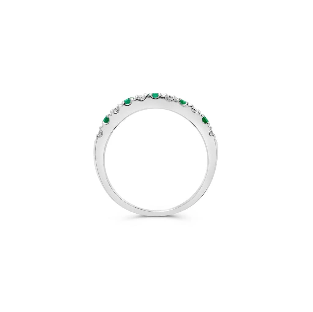 H.J. Namdar 0.35 ct tw Emerald and Miracle Set Diamond Stackable Ring 14K White Gold Natural Emeralds and Diamonds Size 6 2