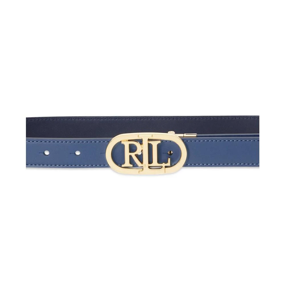 Lauren Ralph Lauren Women's Oval-Logo Reversible Leather Skinny Belt 3