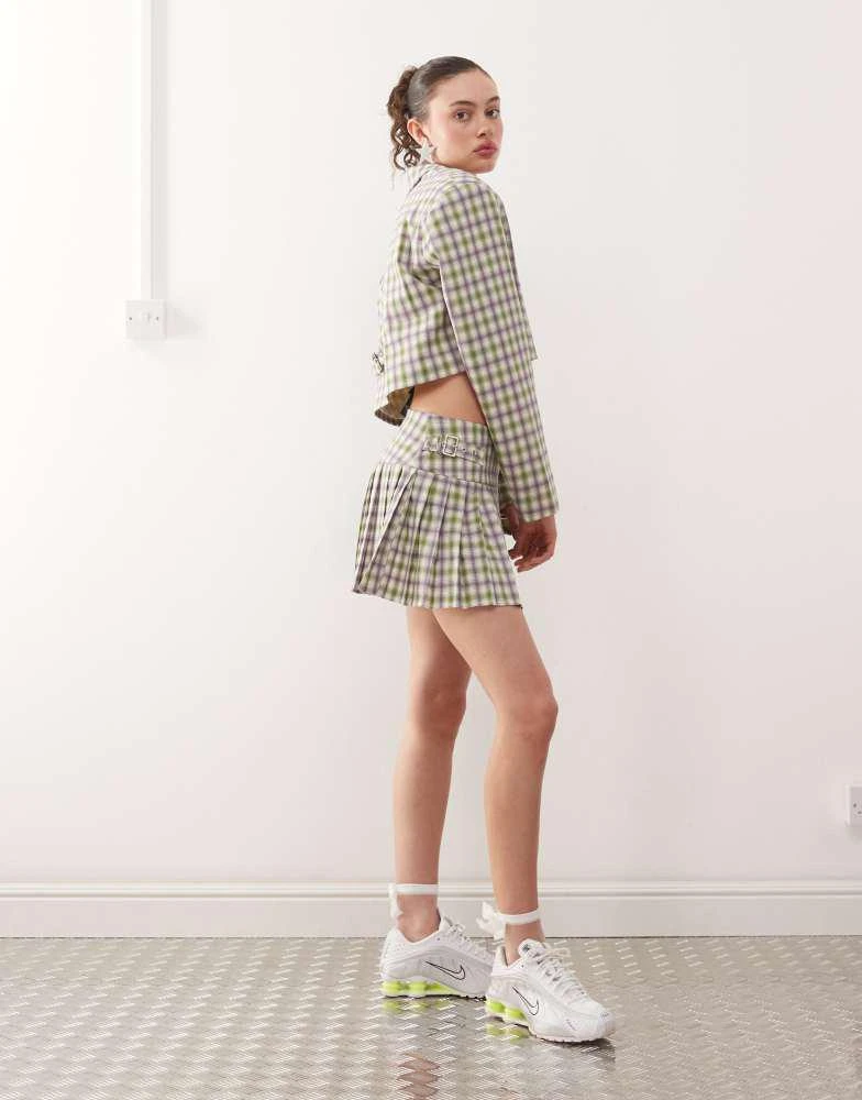 COLLUSION COLLUSION tailored 90s pleated mini skirt co-ord in check 2