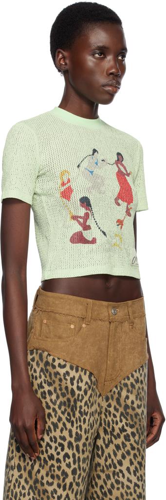 Shop Green Hair Braid Circle Ringer T-shirt on Sale at