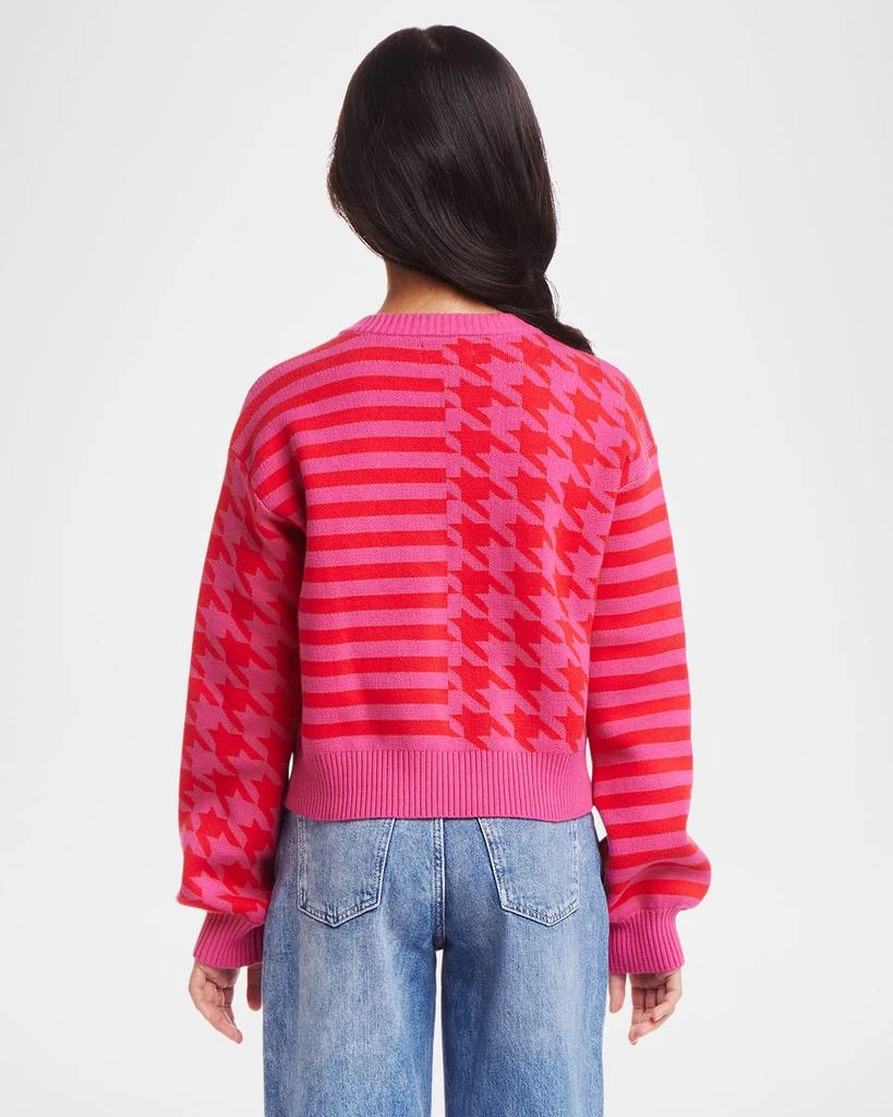 Andy & Evan Girl's Houndstooth/Stripe Cropped Cardigan, Size 7-16 3