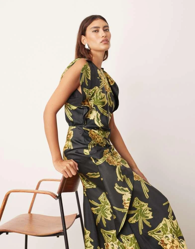 malika maxi dress navy Classic Long Sleeve Peplum Maxi Dress | Dress