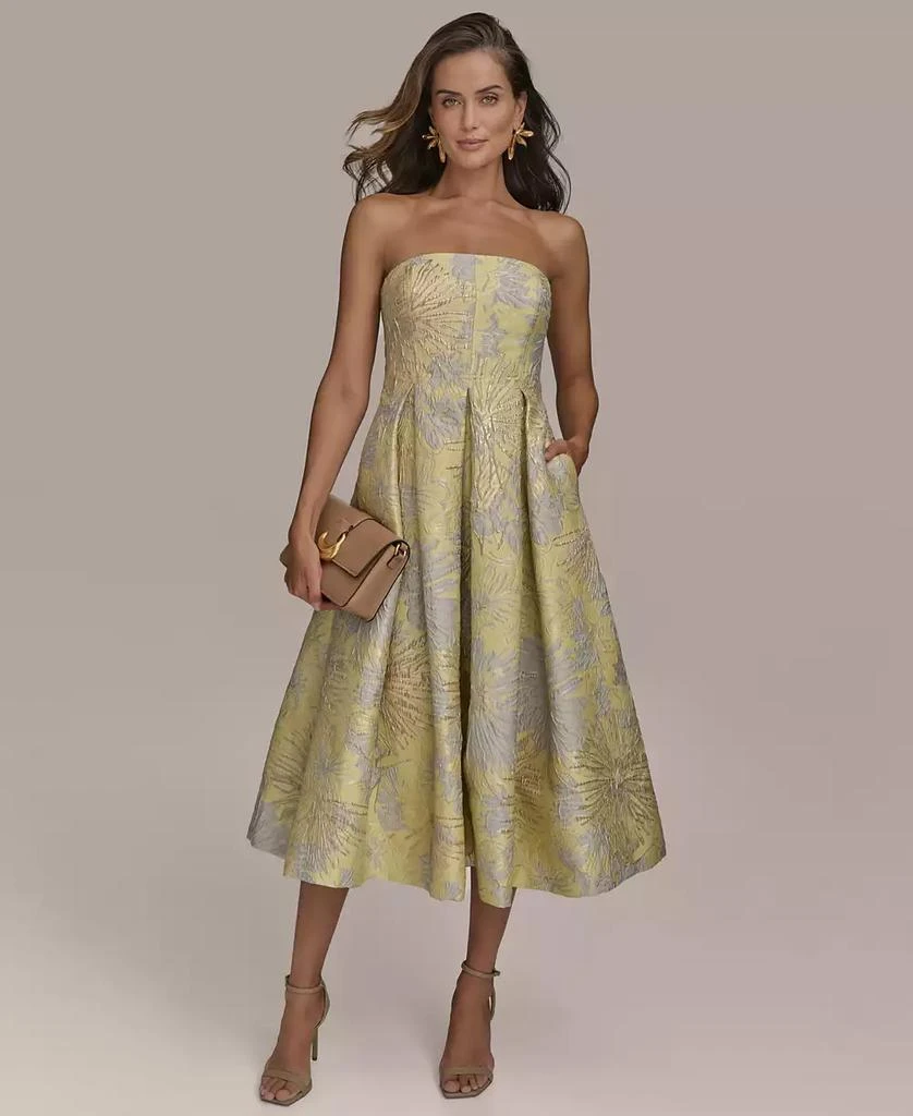 slim fit dress slacks Mikado Strapless Floral Midi Gown | GownFit and Flare main image 1