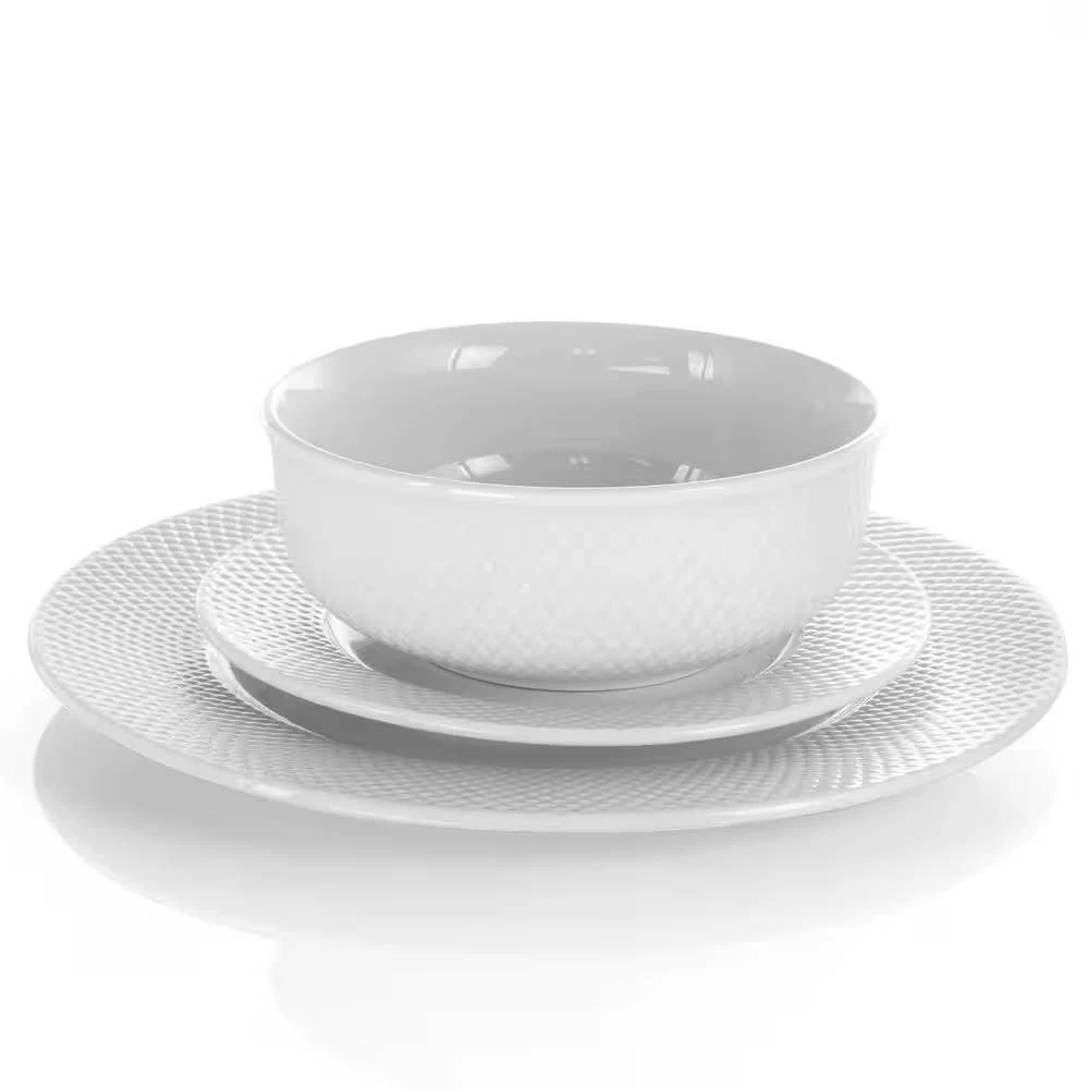 Hivvago 18-Piece White Porcelain Dinnerware Set with Plates Bowls Mugs - Service for 4 3