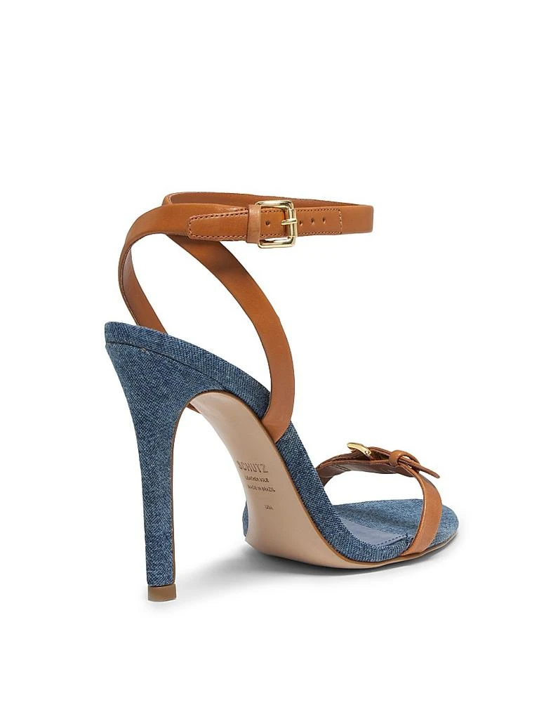 Schutz Aurora 100MM Leather & Denim Sandals 3