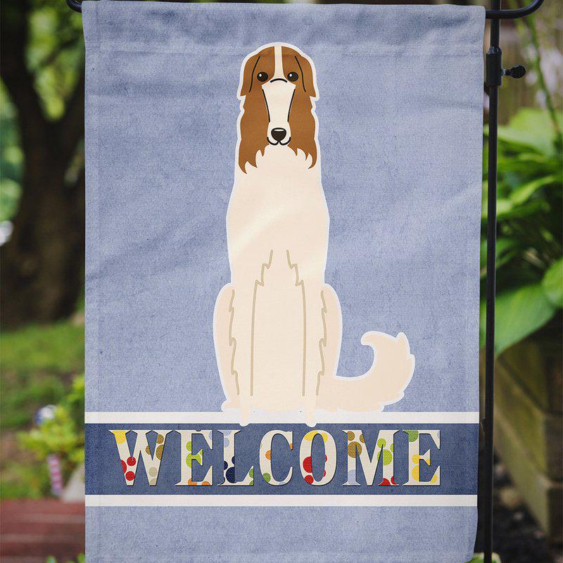 Caroline's Treasures 11" x 15 1/2" Polyester Borzoi Welcome Garden Flag 2-Sided 2-Ply