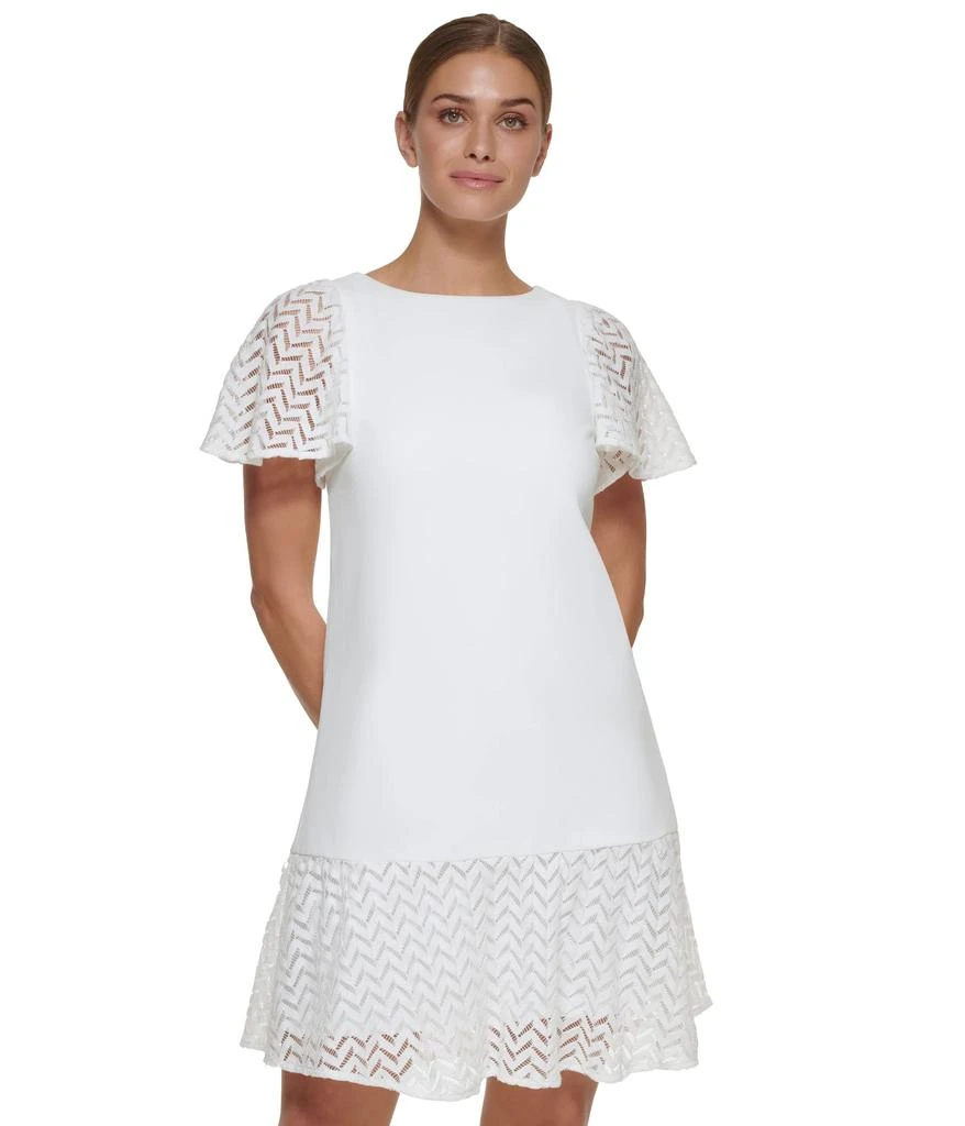 DKNY Flutter Sleeve and Hem Shift Dress 1