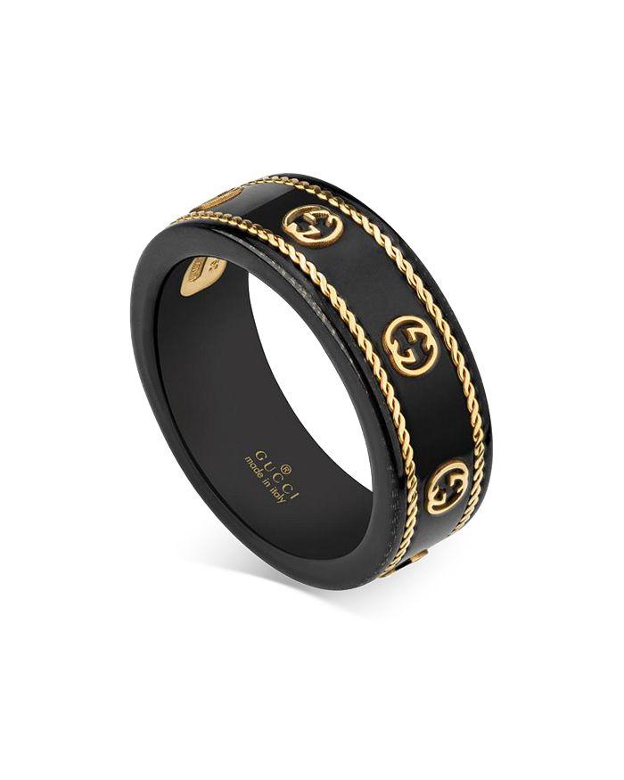 Gucci 18K Yellow Gold & Corindum Icon Logo Band
