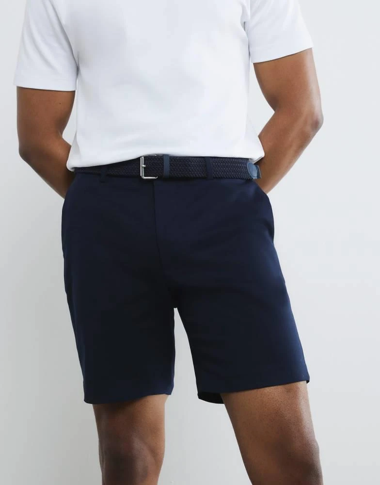 River Island River Island Slim fit belted chino shorts in navy 4