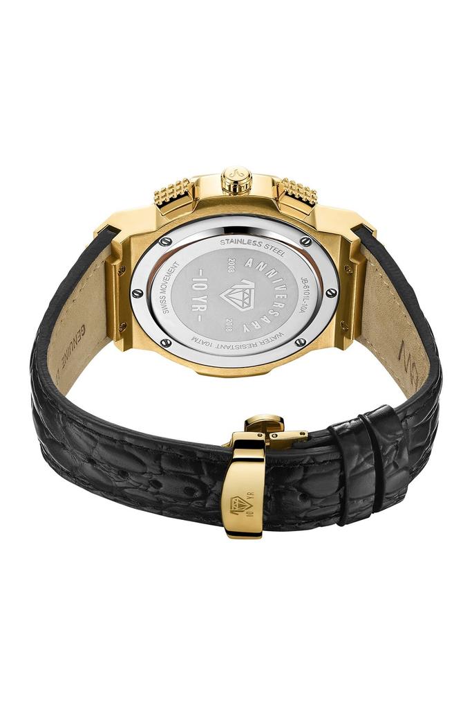 Jbw Men's Saxon Diamond Croc Embossed Leather Strap Watch, 48mm - 0.16 ctw