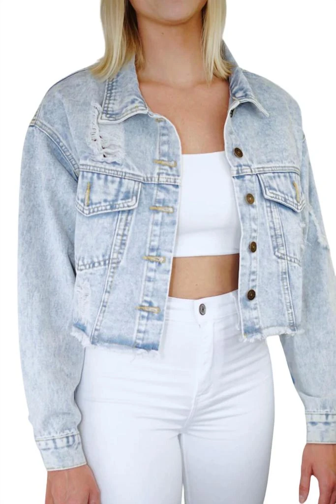 RIVALRY RUNWAY Wifey Denim Jacket In Light Wash 1