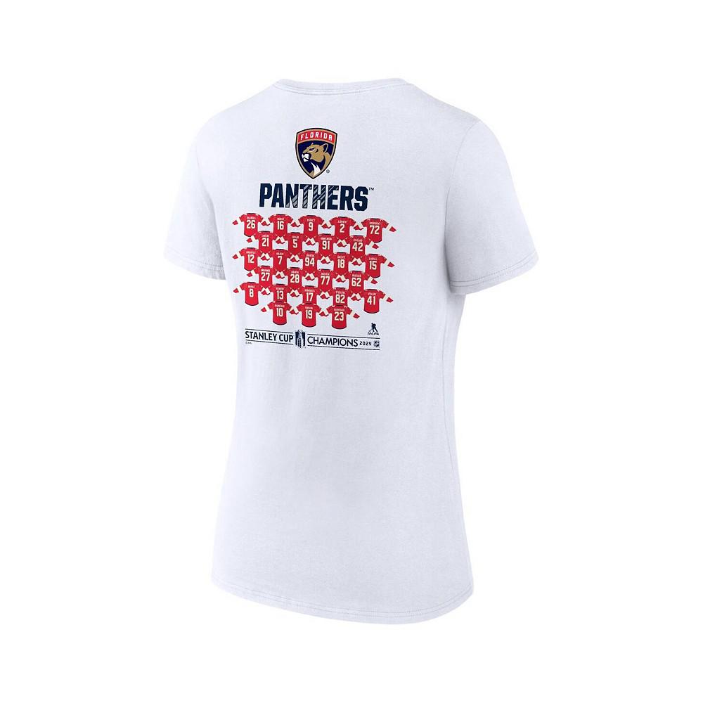 Fanatics Women's White Florida Panthers 2024 Stanley Cup Champions Plus Size Jersey Roster V-Neck T-Shirt