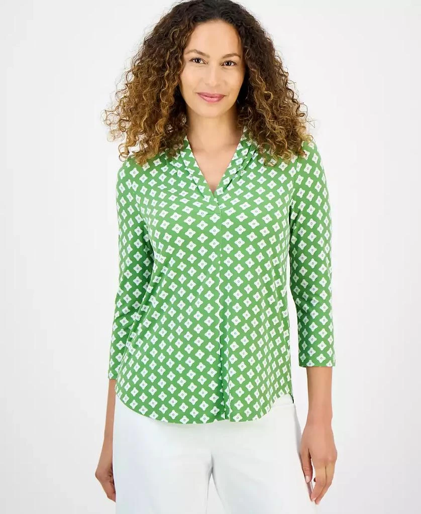 JM Collection Petite Printed 3/4-Sleeve Top, Exclusively at Macy's 1