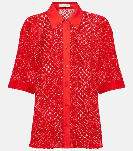 SIR. Rayure cotton-blend crochet shirt 1