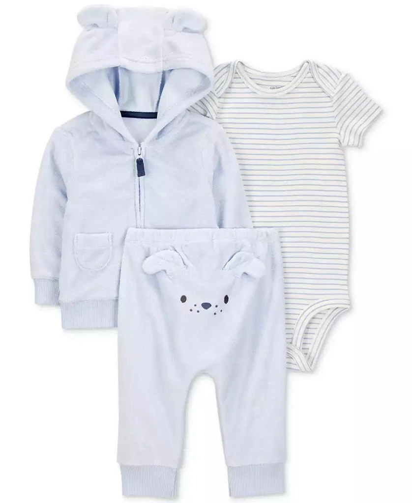 Carter's Baby Boys Dog Little Hooded Cardigan, Bodysuit & Pants, 3 Piece Set 1