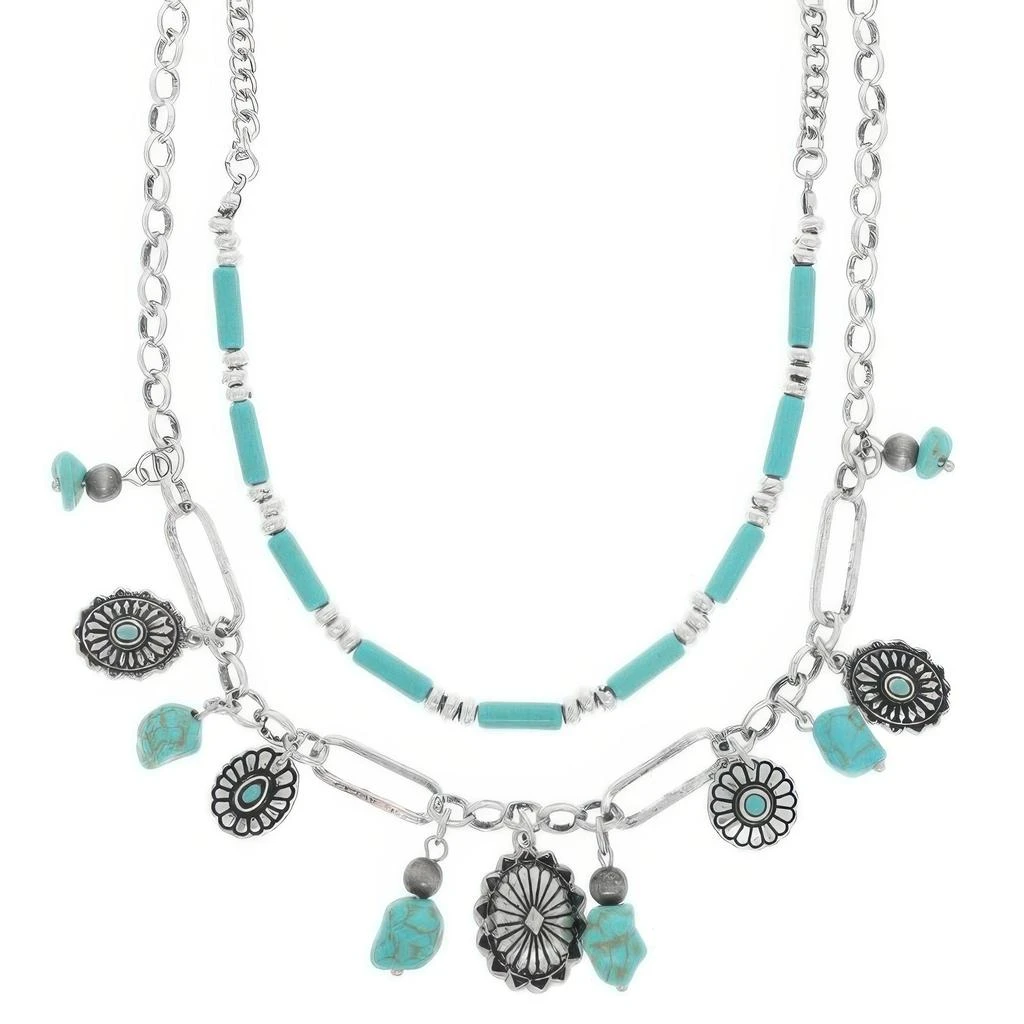 TRUEDAMES Western Theme Turquoise Necklace Set