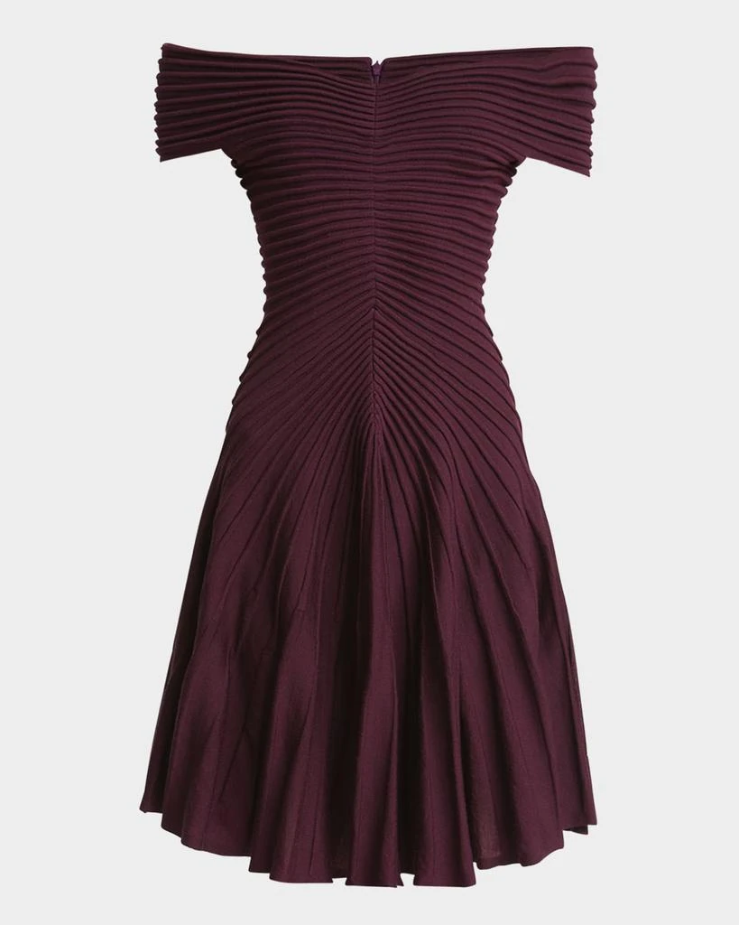 Alaia Off-Shoulder Sculpting Line Flared Wool Mini Dress - Dresses & Skirts  - Free Shipping - BeyondStyle