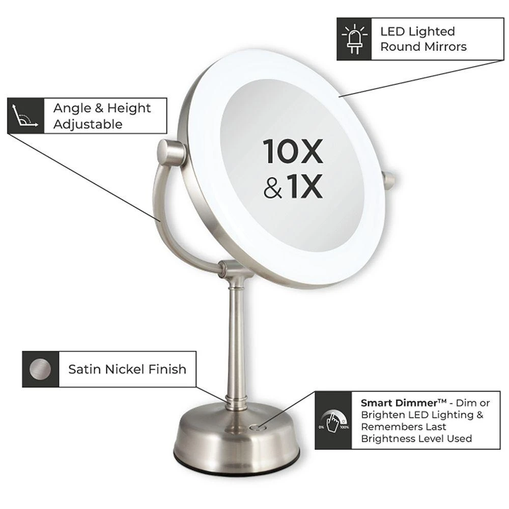 Zadro Lexington Customizable Sunlight LED Lighted Vanity Mirror, 10X/1X Magnification 2