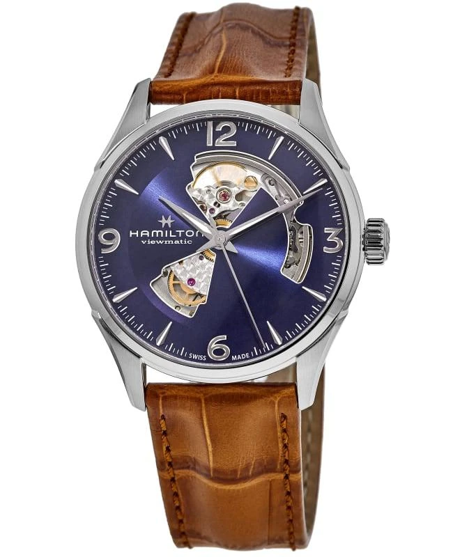 Hamilton Hamilton Jazzmaster Open Heart Automatic Blue Dial Leather Strap Men's Watch H32705541 1